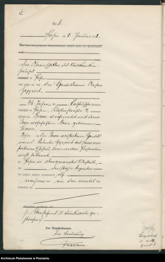 Obraz 8 z jednostki "Księga miejscowa zgonów tom I [Rejestr główny zgonów]"