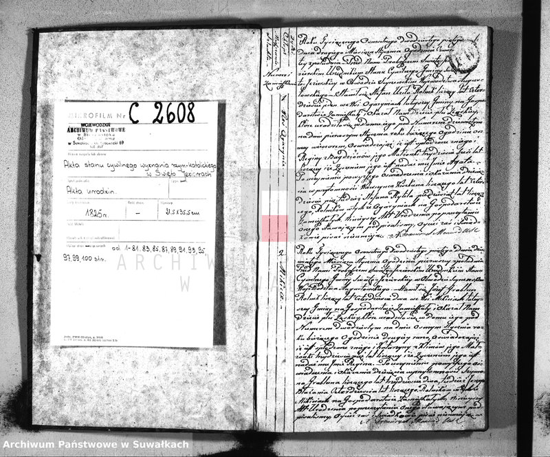 image.from.unit.number "Akta urodzonych w roku 1825 urzędnika stanu cywilnego gminy święto jeziorskiey w obwodzie seyneńskim województwa augustowskiego"