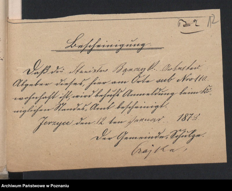 Obraz 14 z jednostki "Acta betreffend die Schrieftstücke nur §§ 28 bis 38,43,45 bis 50,55,65 und 66 der Reichsgesetz vom 6 Januar 1875 zum Heiraths -Register"