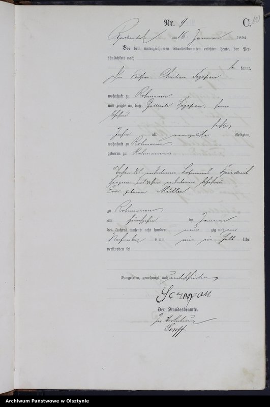 image.from.unit.number "Sterbe-Haupt-Register Nr 1 - 190"