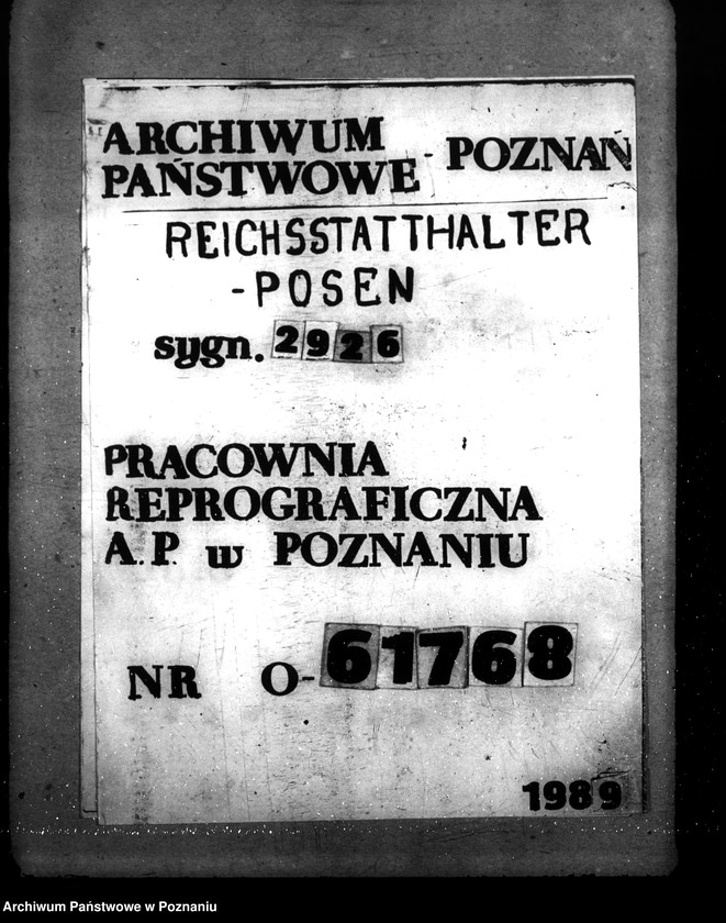 Obraz 1 z jednostki "Beschaffung von Einrichtungsgegenständen für die Dienststelle des Befehlshaber der Ordnungspolizei Posen"