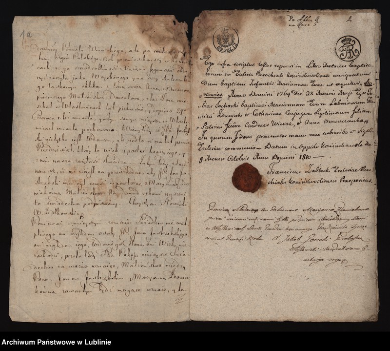 Obraz z jednostki "Alegaty do ksiąg urodzeń, zapowiedzi, małżeństw i zgonów z lat 1810 - 1811"