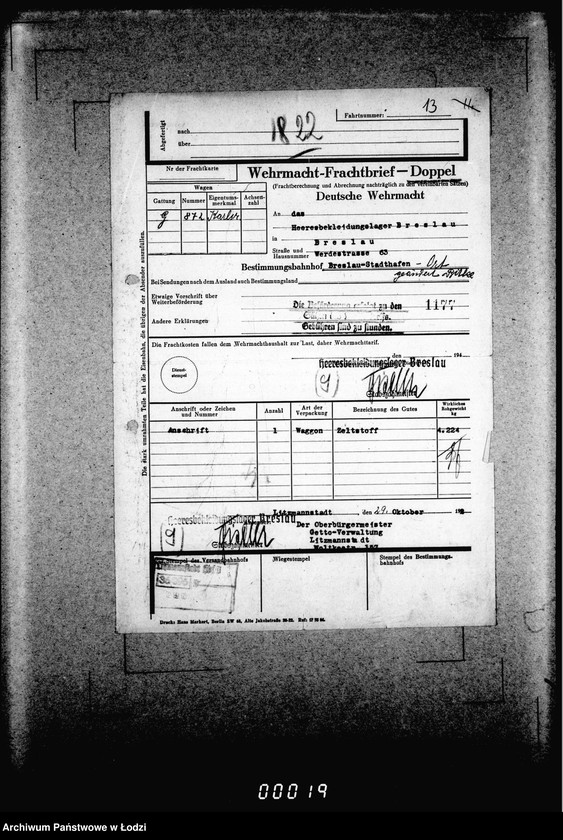 Obraz 18 z jednostki "Frachtbriefe doppel einige Ausgang vom 1301-1825a. [Wtórniki listów przewozowych]"