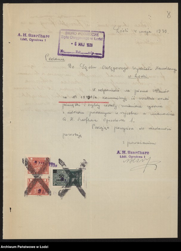 Obraz 10 z jednostki "Abram Hersz Szarfharc- sprzedaż manufaktury bawełnianej"