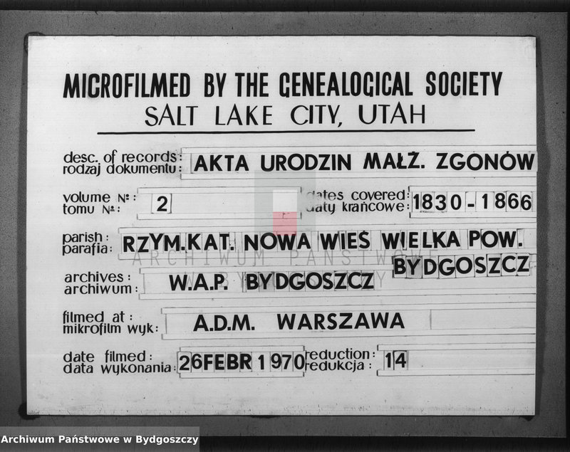 Obraz 1 z jednostki "Akta chrztów, ślubów, zgonów"