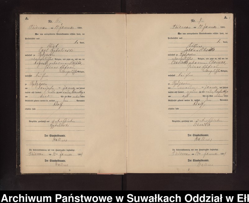 image.from.unit.number "Geburts-Neben-Register des Preussischen Standes-Amtes Rydzewen Kreis Loetzen"