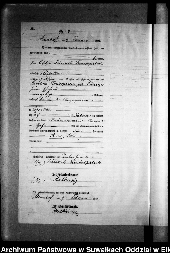 image.from.unit.number "Geburts-Neben-Register des Preussischen Standes-Amtes Gr. Strengeln Kreis Angerburg"