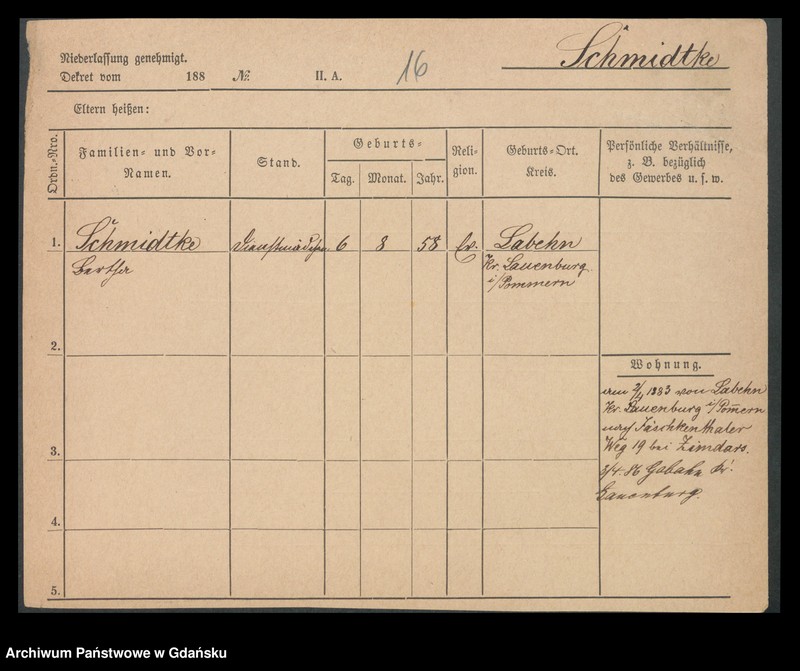 image.from.unit.number "Karty meldunkowe: Schmidtke - Schmirgalski"