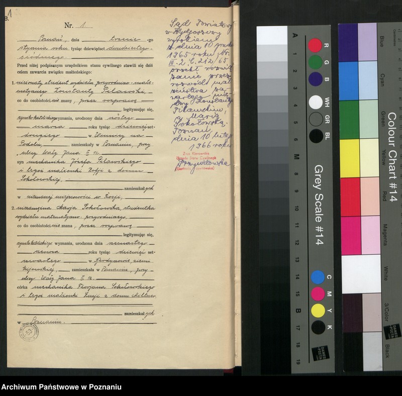 Obraz 3 z jednostki "Księga miejscowa małżeństw tom I [Rejestr główny małżeństw]"