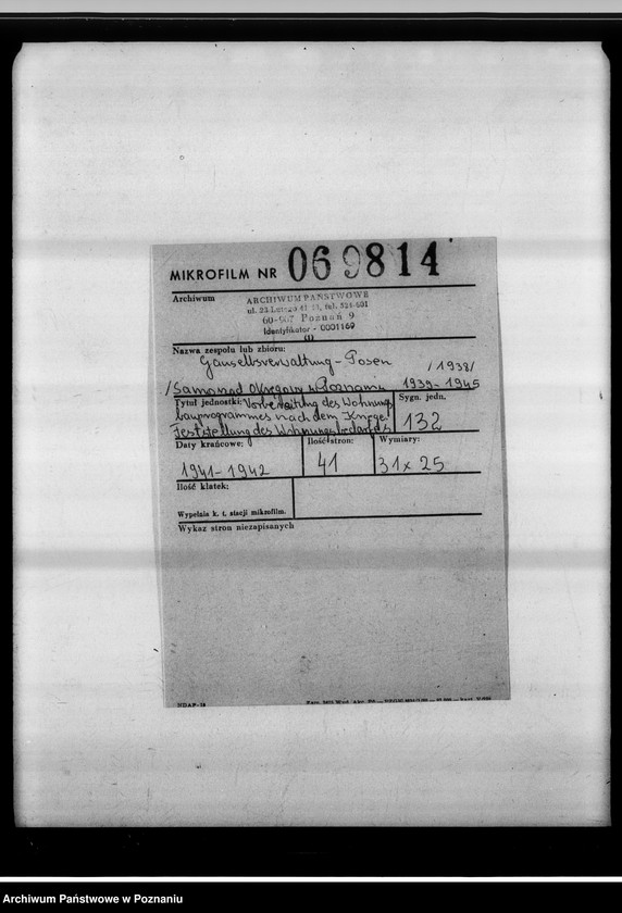 Obraz 2 z jednostki "Vorbereitung des Wohnungsbauprogrammes nach dem Kriege. Feststellung des Wohnungsbedarfes."