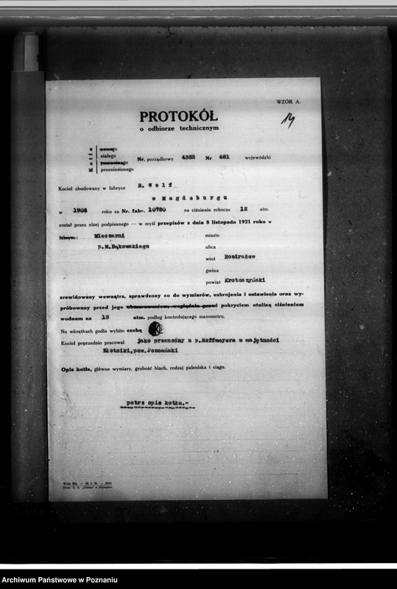 image.from.unit.number "Mleczarnia w Rozdrażewie pow. krotoszyński nr woj. kotła 481"