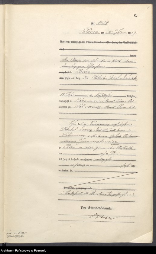 Obraz 9 z jednostki "Księga miejscowa zgonów tom IV [Rejestr główny zgonów]"