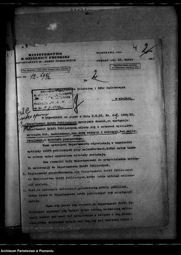 Obraz 8 z jednostki "Sprawy szczegółowo-- administracyjne. Melioracje rolne i torf."