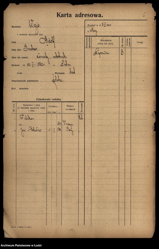 Obraz 8 z jednostki "[Spis ludności Łodzi] Wajs - Wajsbard"