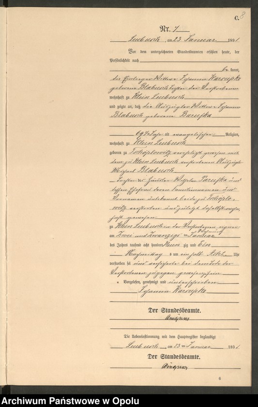 image.from.unit.number "Sterbe-Neben-Register Standes-Amt Leubusch 1891"