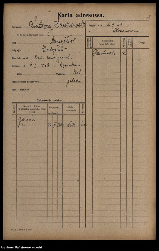 Obraz 20 z jednostki "[Spis ludności Łodzi] Samina-Sasin"
