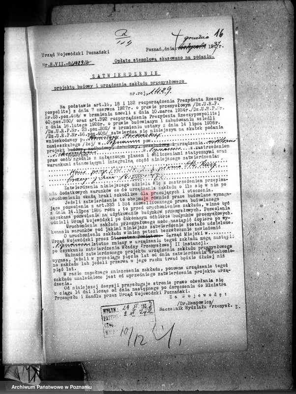 Obraz 20 z jednostki "Zatwierdzenie projekt urządzenia niklowni i chromowni Galwanometal St. Perkowska w Poznaniu"