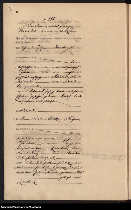 image.from.unit.number "Heiraths-Haupt-Register Breslau I 1910 Band 6"