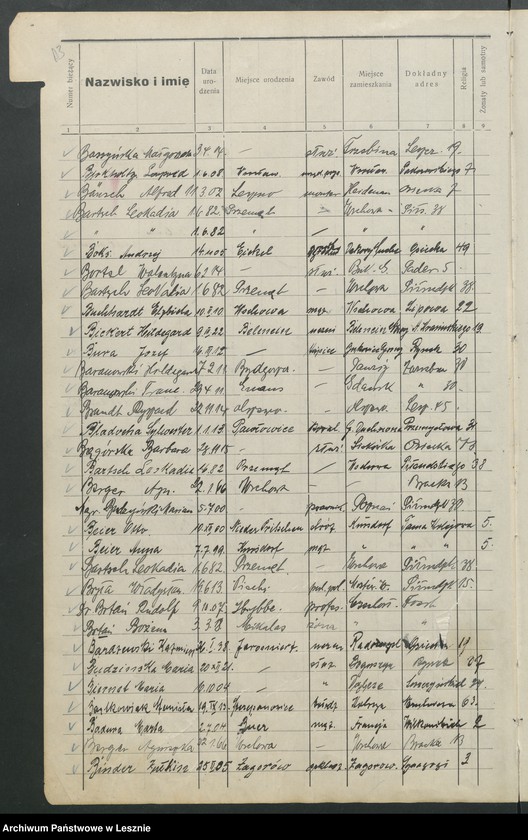 Obraz 16 z jednostki "[Książka meldunkowa osób przybywających na pobyt czasowy]"