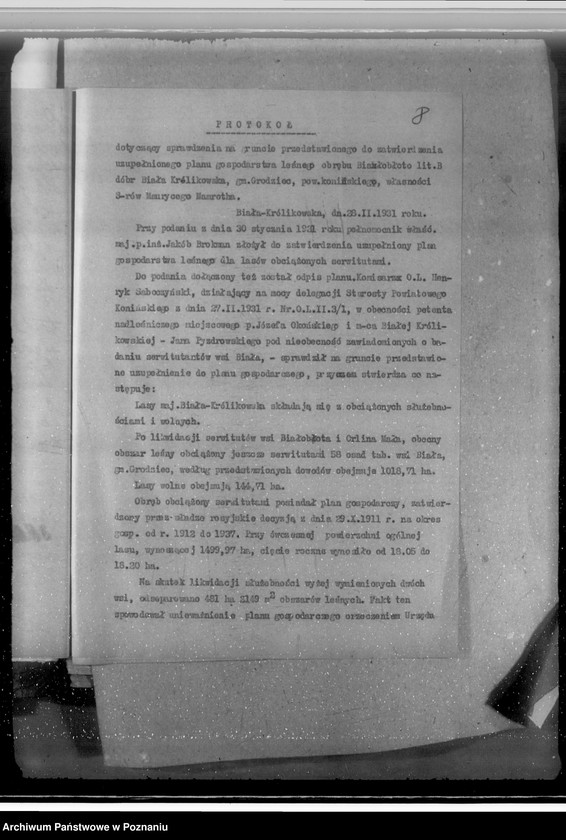 Obraz 12 z jednostki "Sprawa zatwierdzenia uzupełnienia planu gospodarstwa leśnego dla obciążonych służebnościami lasów majątku Biała-Królikowska powiatu konińskiego"