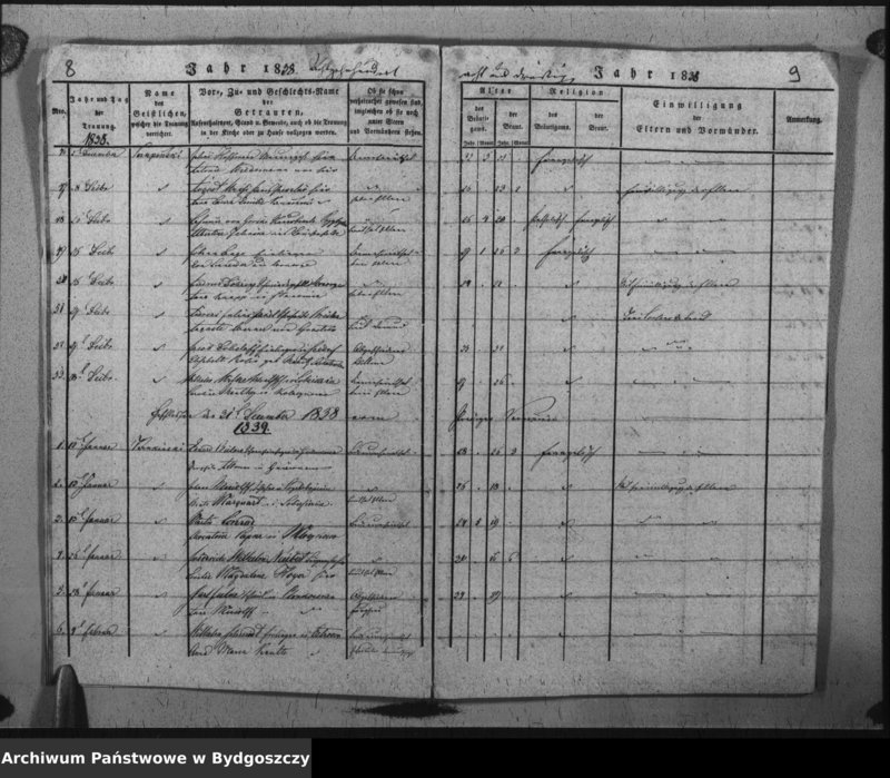 image.from.unit.number "Verzeichniss der Getrauten aus der evangel. Stadt- und Landgemeinde von Inowrazlaw Jahr 1838 bis 1841"