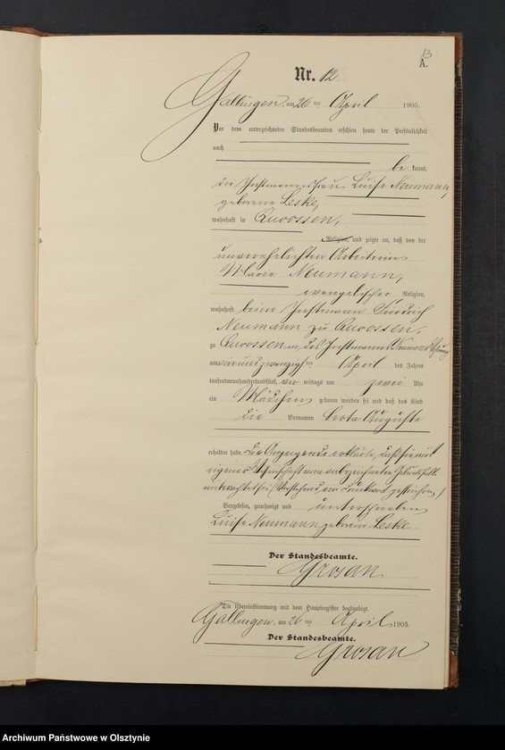 Obraz 16 z jednostki "Geburts-Neben-Register Nr 1 - 43"