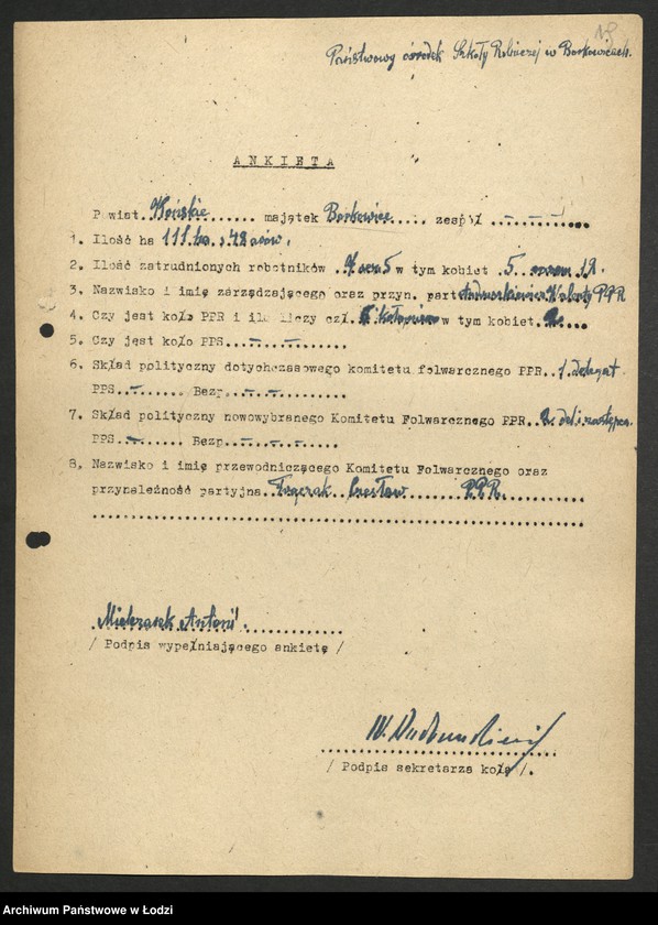 Obraz 20 z jednostki "Ankiety kół partyjnych w majątkach"