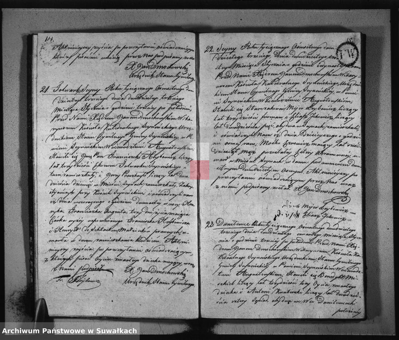 image.from.unit.number "Akta zmarłych gminy seyneńskiey w roku 1823."