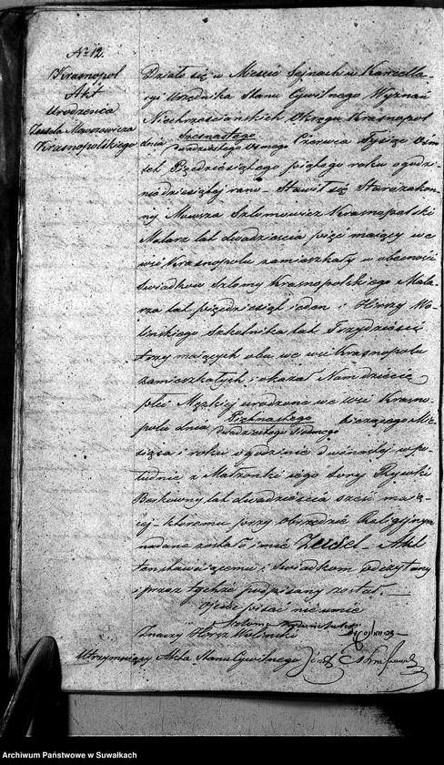 image.from.unit.number "Duplikat Akt Urodzonych, Zaślubionych i Umarłych Urzędnika Stanu Cywilnego Okręgu Krasnopol za rok 1855."