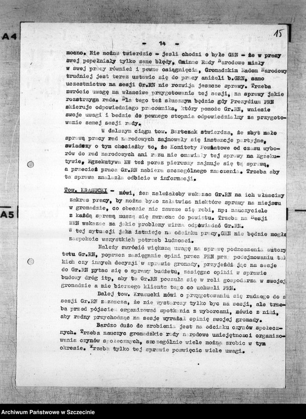 Obraz 19 z jednostki "Protokoły posiedzeń Egzekutywy Komitetu Wojewódzkiego Polskiej Zjednoczonej Partii Robotniczej: 4, 13, 26 kwietnia 1955 r."