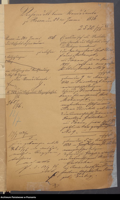 Obraz 6 z jednostki "Die von den Verlobten beigebrachten Urkunden zur Eheschliessung pro 1876"