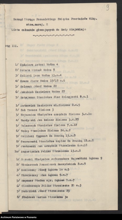 image.from.unit.number "Listy członków Związku Powstańców Wielkopolskich głosujących do Rady Miejskiej."