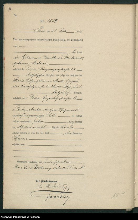 Obraz 10 z jednostki "Księga miejscowa urodzeń tom IV [Rejestr główny urodzeń]"