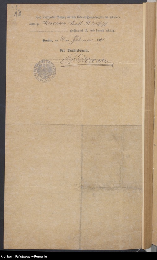 Obraz 20 z jednostki "Die von den Verlobten beigebrachten Urkunden zur Eheschliessung pro 1900"