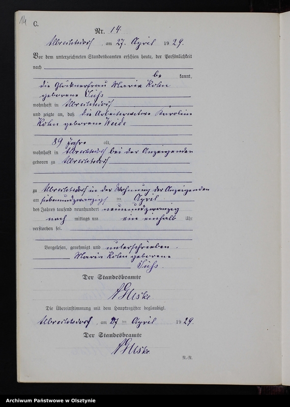 image.from.unit.number "Sterbe-Neben-Register Nr 1 - 31 [ Księga zgonów - wtóropis ]"