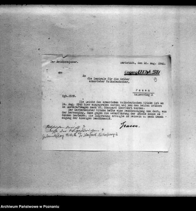 Obraz 15 z jednostki "Korespondencja w sprawie miejscowych Niemców ze Śląska, Wielkopolski i Poznania, którzy zginęli w 1939 roku"