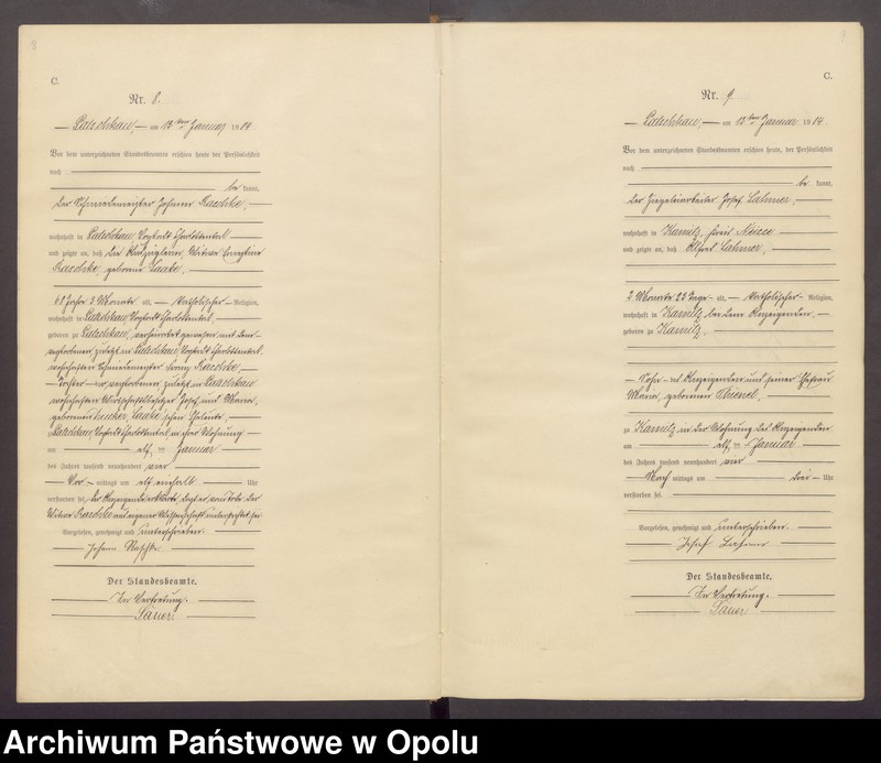 Obraz 7 z jednostki "Sterbe-Haupt-Register des Standesamts Patschkau Stadt und Land pro 1904"