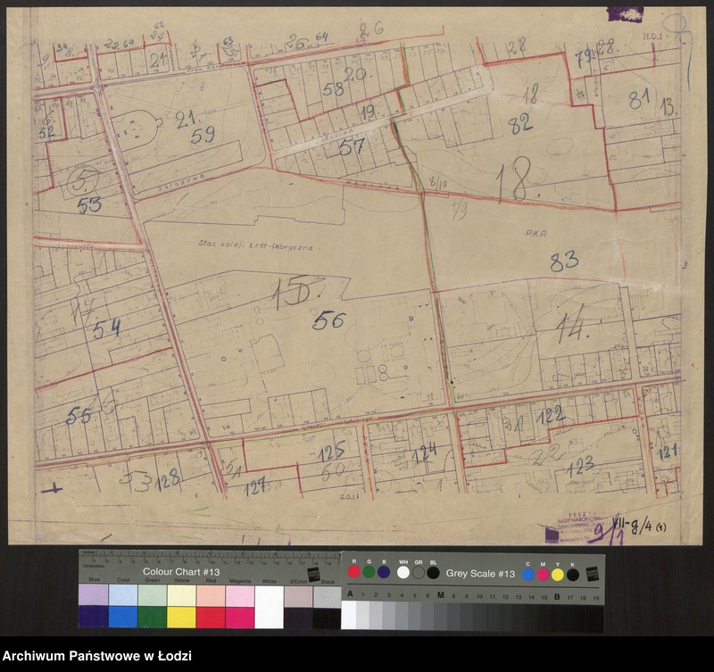 Obraz 1 z jednostki "Plan m. Łodzi 1:2000 z oznaczeniem podziału miasta na Obwody Komitetów Blokowych. Sekcja NO1"