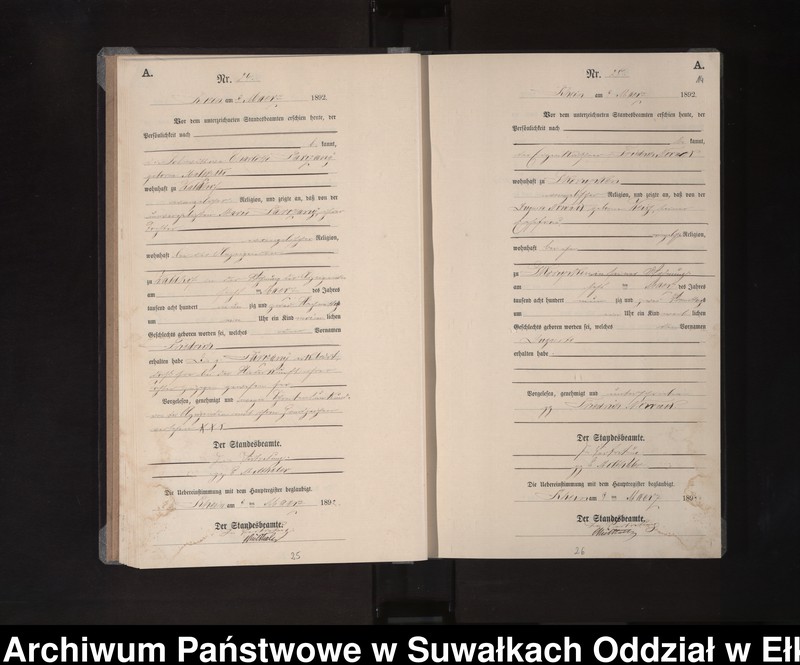image.from.unit.number "Geburts-Neben-Register des Königlichen Preussischen Standes-Amtes Orlen Kreis Loetzen"