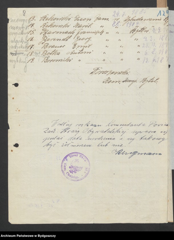 image.from.unit.number "[Raporty Kompani Rytel Zachodniej Straży Obywatelskiej - rozkazy Komendy Powiatowej w Chojnicach, Baonu II Czersk. Spis członków Zachodniej Straży Obywatelskiej Kompani Rytel]"