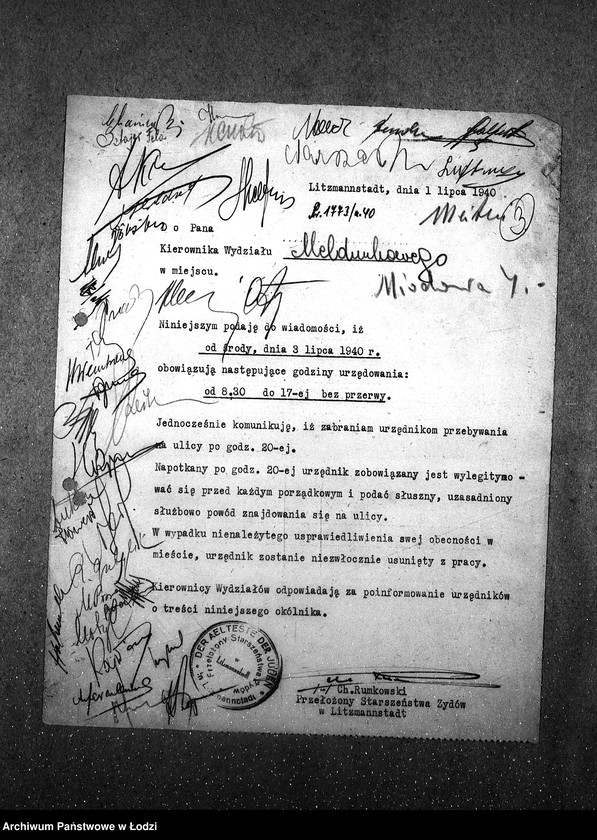 Obraz 6 z jednostki "[Okólniki przychodzące i wychodzące, listy wypłat pracowników Wydziału Statystycznego i Wydziałów Ewidencji]"