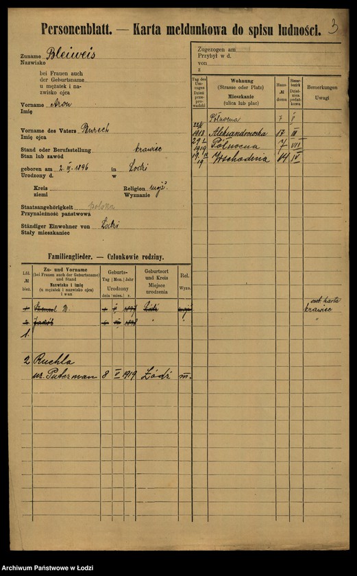 image.from.unit.number "[Spis ludności Łodzi] Blajweiss - Blesiński"
