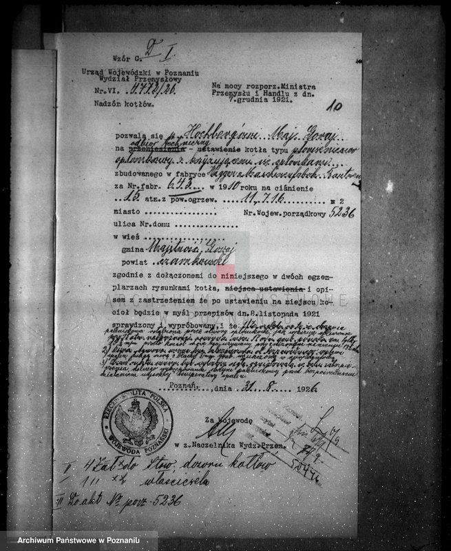 Obraz 16 z jednostki "Gospodarstwo rolne w Goraju pow. czarnkowski własność hr Hochberg później warsztat ślusarski P. Pietza w Obornikach nr woj. kotła 5236"