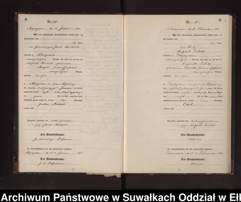image.from.unit.number "Geburts-Neben-Register des Preussischen Standes-Amtes Rydzewen Kreis Loetzen"