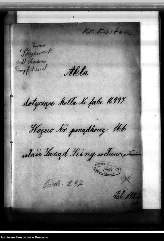 Obraz 4 z jednostki "Tartak Zarządu Leśnego w Turwi, pow. kościański, nr woj. kotła 166"