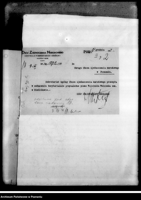 Obraz 5 z jednostki "Okólniki, instrukcje, wytyczne, korespondencja dotycząca urządzenia Zjazdów Obywatelskich, wyborów do samorządów terytorialnych oraz Zespołu Wielkopolskiego Posłów i Senatorów Obozu Zjednoczenia Narodowego: wykazy członków"