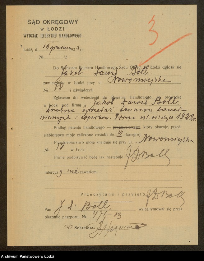 Obraz 5 z jednostki "Jakób Dawid Boll – sprzedaż odpadków bawełnianych"