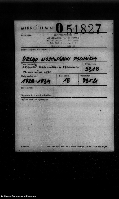 Obraz 2 z jednostki "Majętność Szamotulska własność Matuszewski nr woj. kotła 4275"