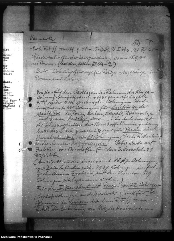 Obraz 16 z jednostki "Wohnungsfürsorge für Polizeiangehörige im Warthegau. Neubau: a) Erlasse, b) Schriftwechsel"