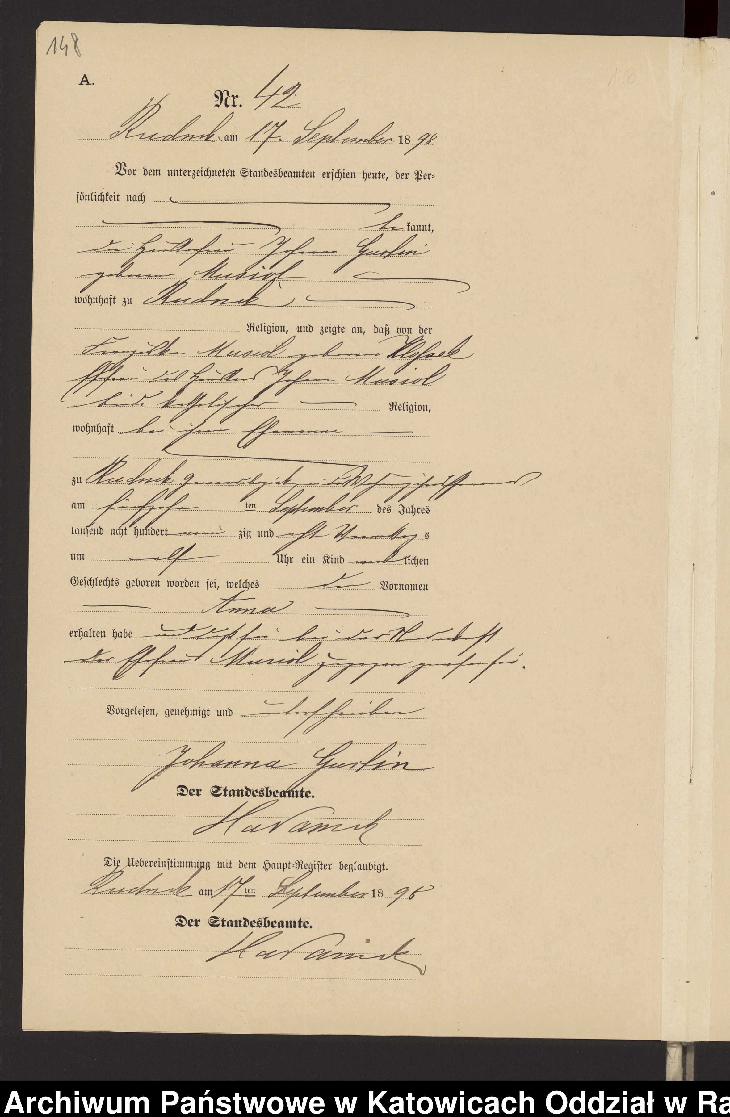 Skan z jednostki: [Księga urodzeń]